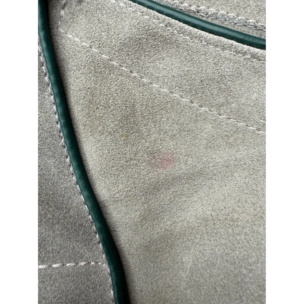 Genuine‎ Austrian Lederhosen Shorts Gray Green Embroidered Oktoberfest Size 12
